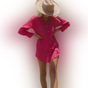 Jacobs & Jacobs 100% linen button down shirt dress 15919